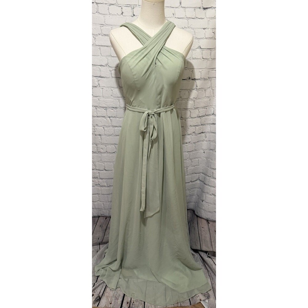 Azazie Green Sleeveless Chiffon Bridesmaid Dress, Prom, Gown, Party, Regular 8